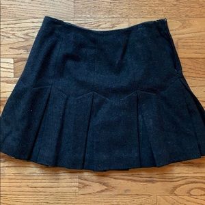 Black Wool Pleated Mini Skirt